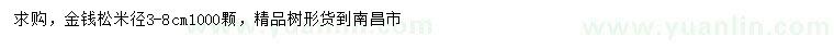 求購(gòu)米徑3-8公分金錢松