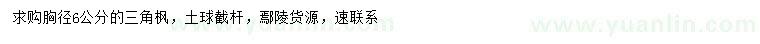 求購胸徑6公分三角楓