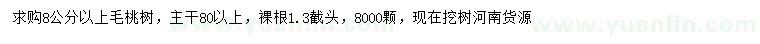 求購(gòu)8公分以上毛桃樹