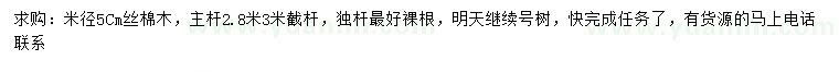 求購米徑5公分絲棉木