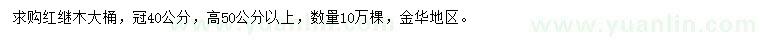 求購冠幅40公分紅繼木