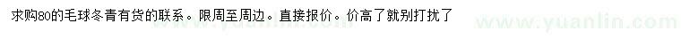 求購80公分冬青毛球