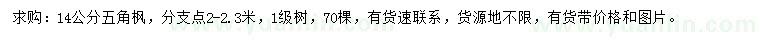 求購14公分五角楓