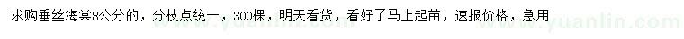 求購8公分垂絲海棠