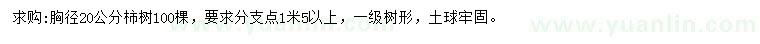 求購(gòu)胸徑20公分柿樹