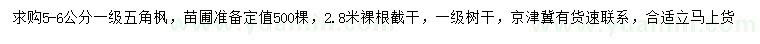 求購5-6公分五角楓