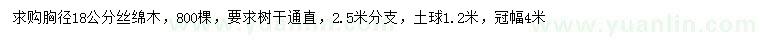 求購(gòu)胸徑18公分絲綿木