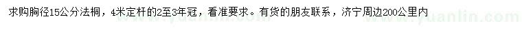 求購胸徑15公分法桐