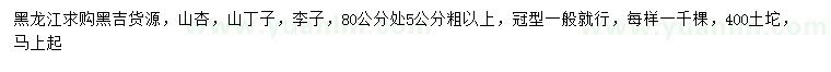 求購山杏、山丁子、李子