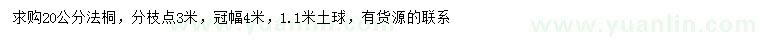 求購20公分法桐