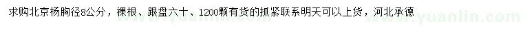 求購胸徑8公分北京楊