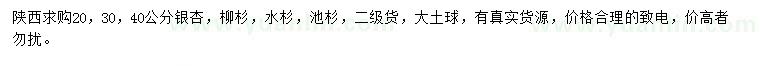 求購(gòu)銀杏、柳杉、水杉等