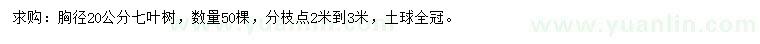 求購(gòu)胸徑20公分七葉樹