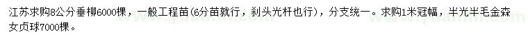 求購(gòu)8公分垂柳、金森女貞球