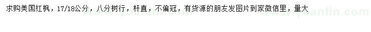 求購17、18公分美國紅楓