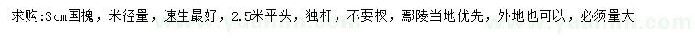 求購米徑量3公分國槐