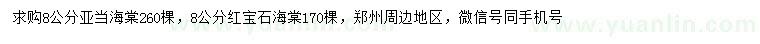 求購(gòu)8公分亞當(dāng)海棠、紅寶石海棠