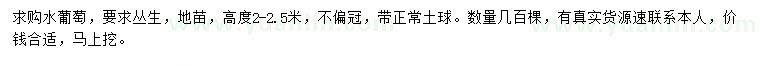 求購高2-2.5米水葡萄