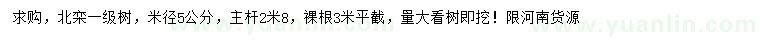 求購米徑5公分北欒