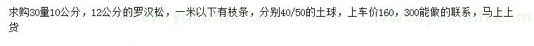 求購(gòu)30量10、12公分的羅漢松