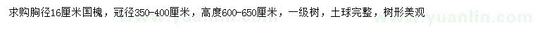 求購胸徑16公分國槐
