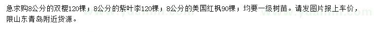 求購雙櫻、紫葉李、美國紅楓