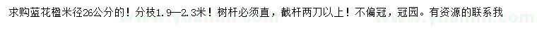 求購(gòu)米徑26公分藍(lán)花楹
