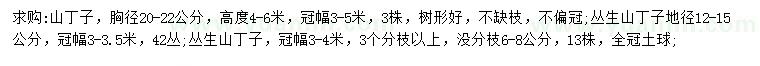 求購胸徑20-22公分山丁子、地徑12-15公分叢生山丁子