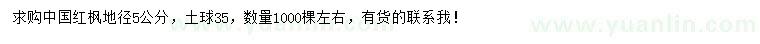 求購(gòu)地徑5公分中國(guó)紅楓