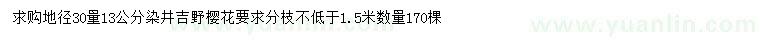 求購地徑30公分量13公分染井吉野櫻