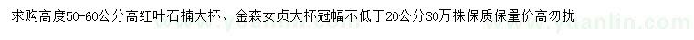求購高50-60公分紅葉石楠、金森女貞
