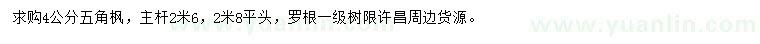 求購(gòu)4公分五角楓