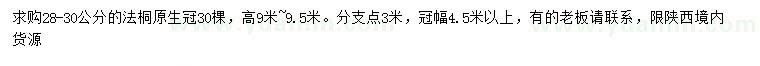 求購28-30公分法桐