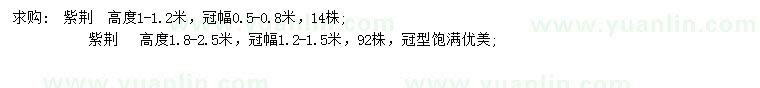 求購高1-1.2、1.8-2.5米紫荊