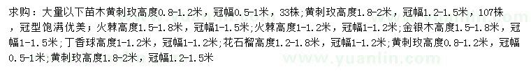 求購(gòu)黃刺玫、火棘、金銀木等