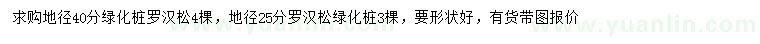 求購(gòu)地徑25、40分羅漢松