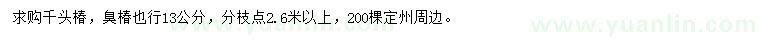 求購13公分千頭椿、臭椿