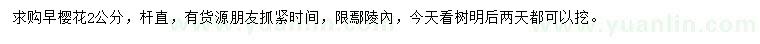 求購2公分早櫻