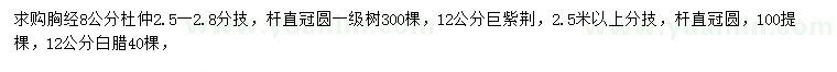 求購杜仲、巨紫荊、白臘