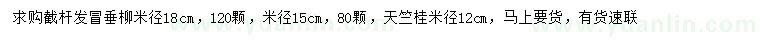 求購米徑15、18公分垂柳、12公分天竺桂