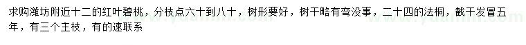 求購12公分紅葉碧桃、24公分法桐