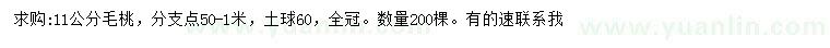 求購11公分毛桃