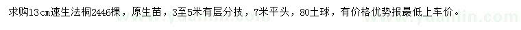 求購13公分速生法桐