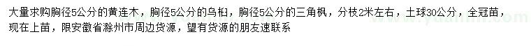 求購黃連木、烏桕、三角楓