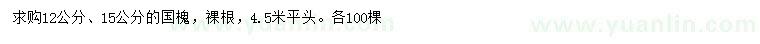 求購12、15公分國槐
