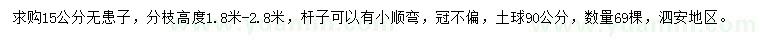 求購15公分無患子