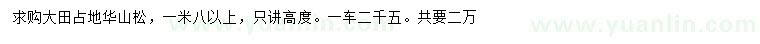 求購1.8米以上華山松