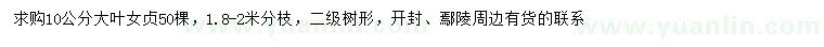 求購(gòu)10公分大葉女貞