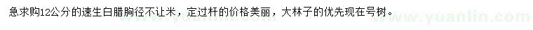 求購胸徑12公分速生白臘