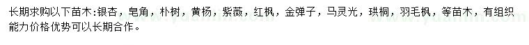 求購銀、皂角、樸樹(shù)等
